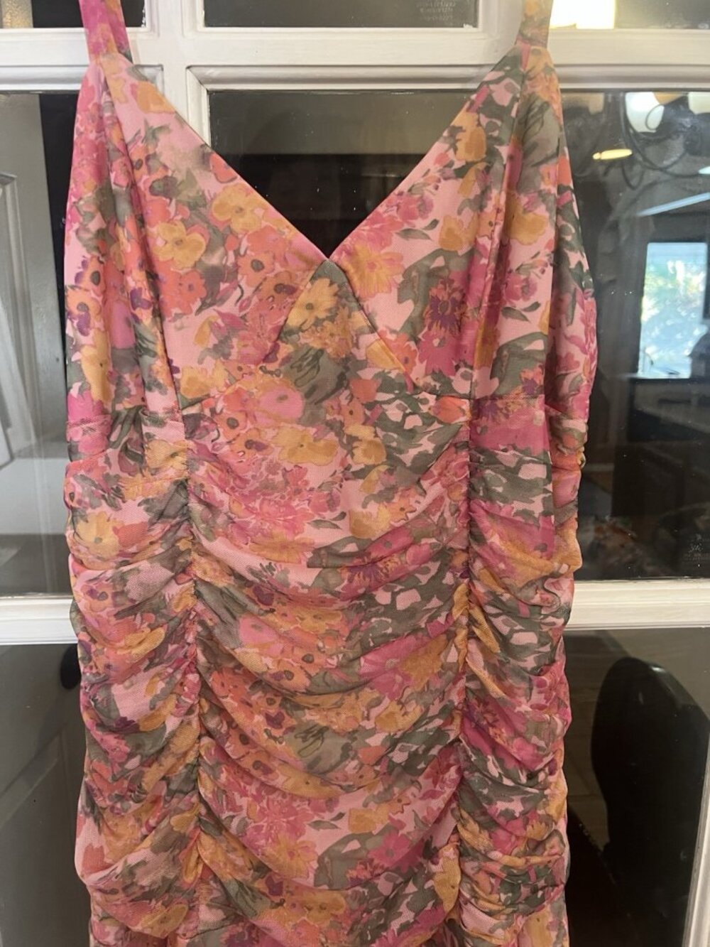 Vintage Y2K Floral Mesh Overlay Dress Pink Fairy pinup size XL Wild Fable. Q - Picture 3 of 8